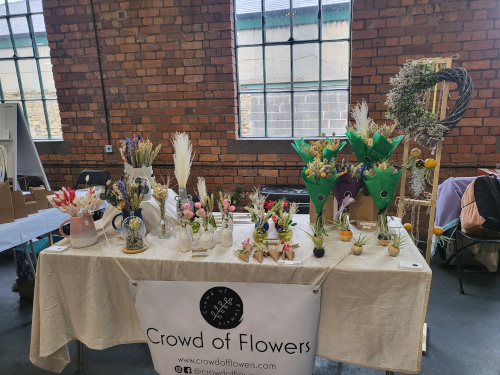 Crod of Flowers Stand at Elsecar Heritage Centre showing the various floral displays on offer